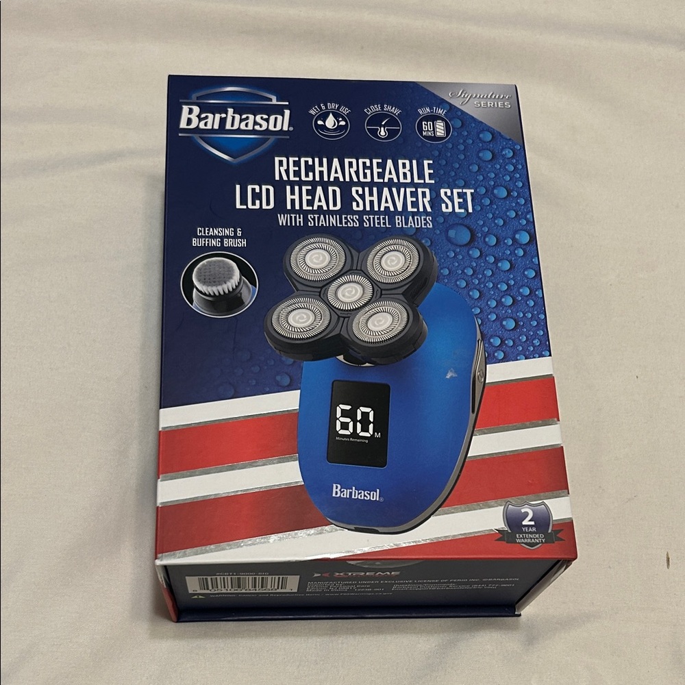 Barbasol rechargeable LCD head shaver set NEW